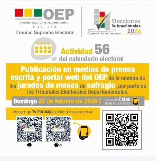 El TSE publica las listas de jurados electorales