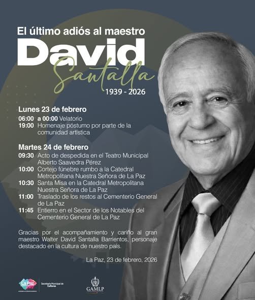 Este martes será enterrado David Santalla en el sector “Los Notables” del Cementerio General de La Paz