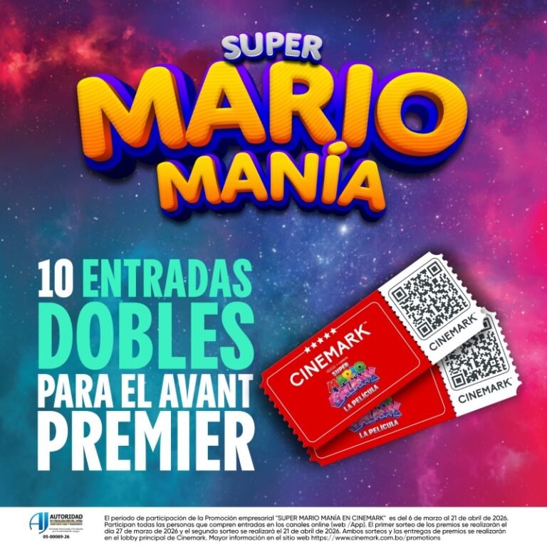 Cinemark Bolivia lanza “Súper Mariomanía” para premiar a los fans de Super Mario