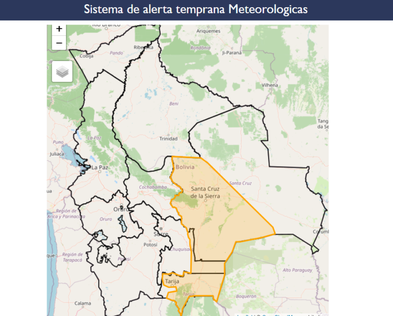Senamhi advierte de ingreso de frente frío para Tarija, Chuquisaca y Santa Cruz