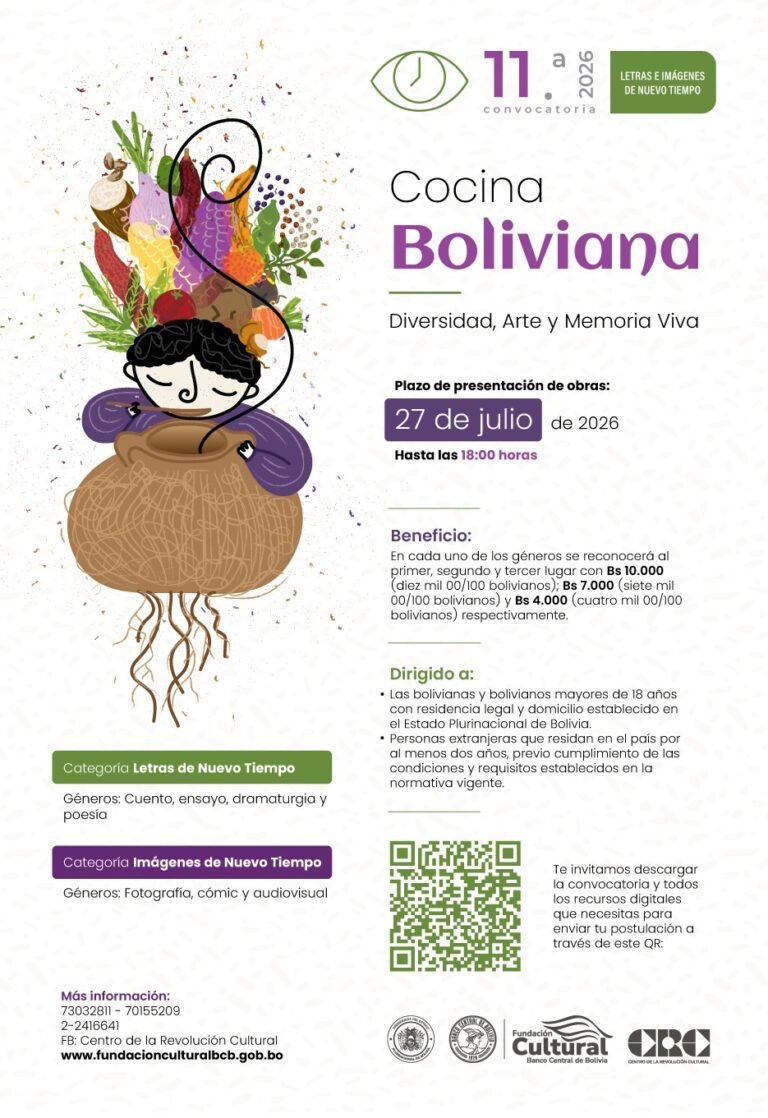 La FC-BCB presenta la 11.ª Letras e Imágenes de Nuevo Tiempo “Cocina Boliviana: Diversidad, Artes y Memoria viva”.