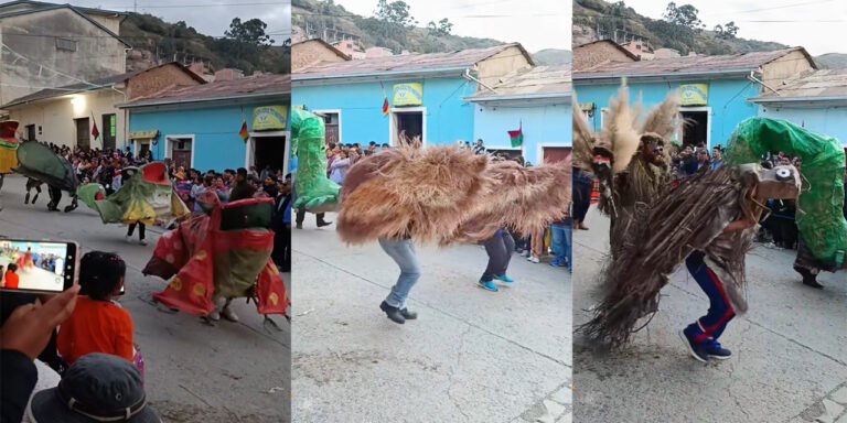 La Entrada Autóctona de Coripata con la presentación de ranas, chulupis y escarabajos con pelos
