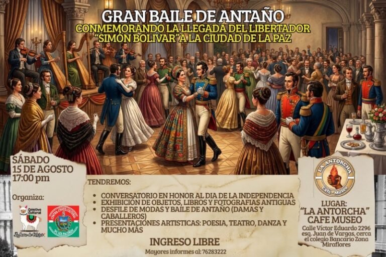 Conmemorarán la independencia de Bolivia y la llegada de Simón Bolívar con un tradicional «Gran Baile de Antaño» en La Paz